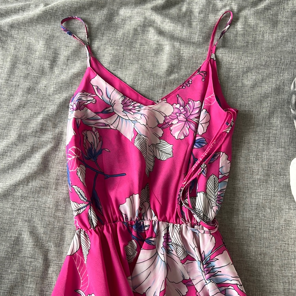Hot Pink Floral Yumi Kim Flowy Dress with Tie Waist Size S